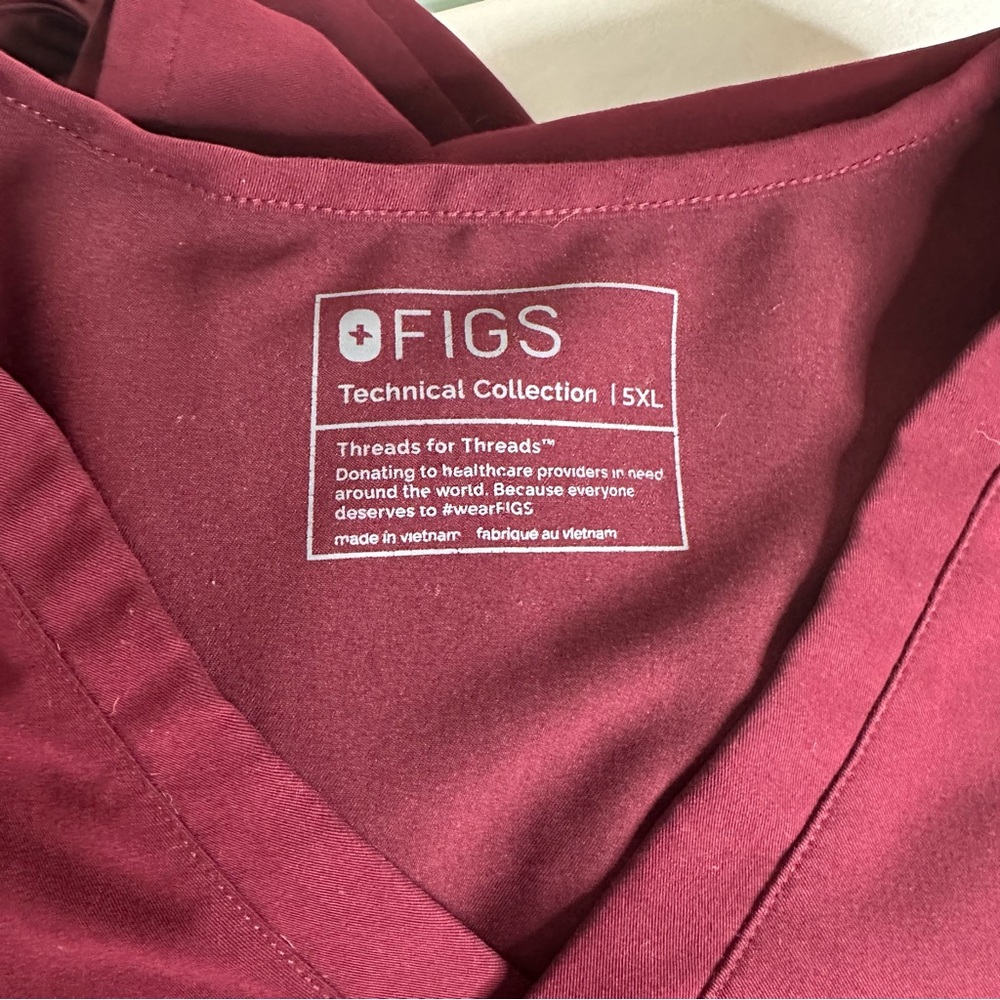 Figs Deep burgundy scrub set medical career vet office wear size 5XL - Picture 4 of 4